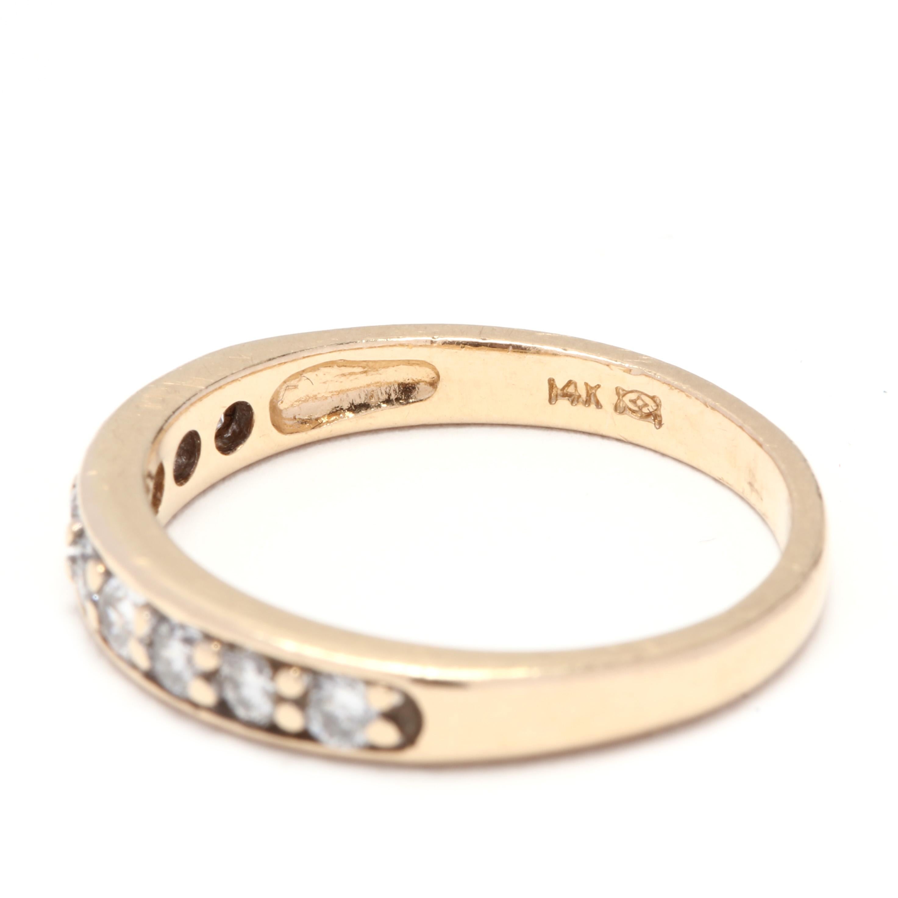 Women's or Men's 14 Karat Yellow Gold and Diamond Stackable Wedding Band Ring
