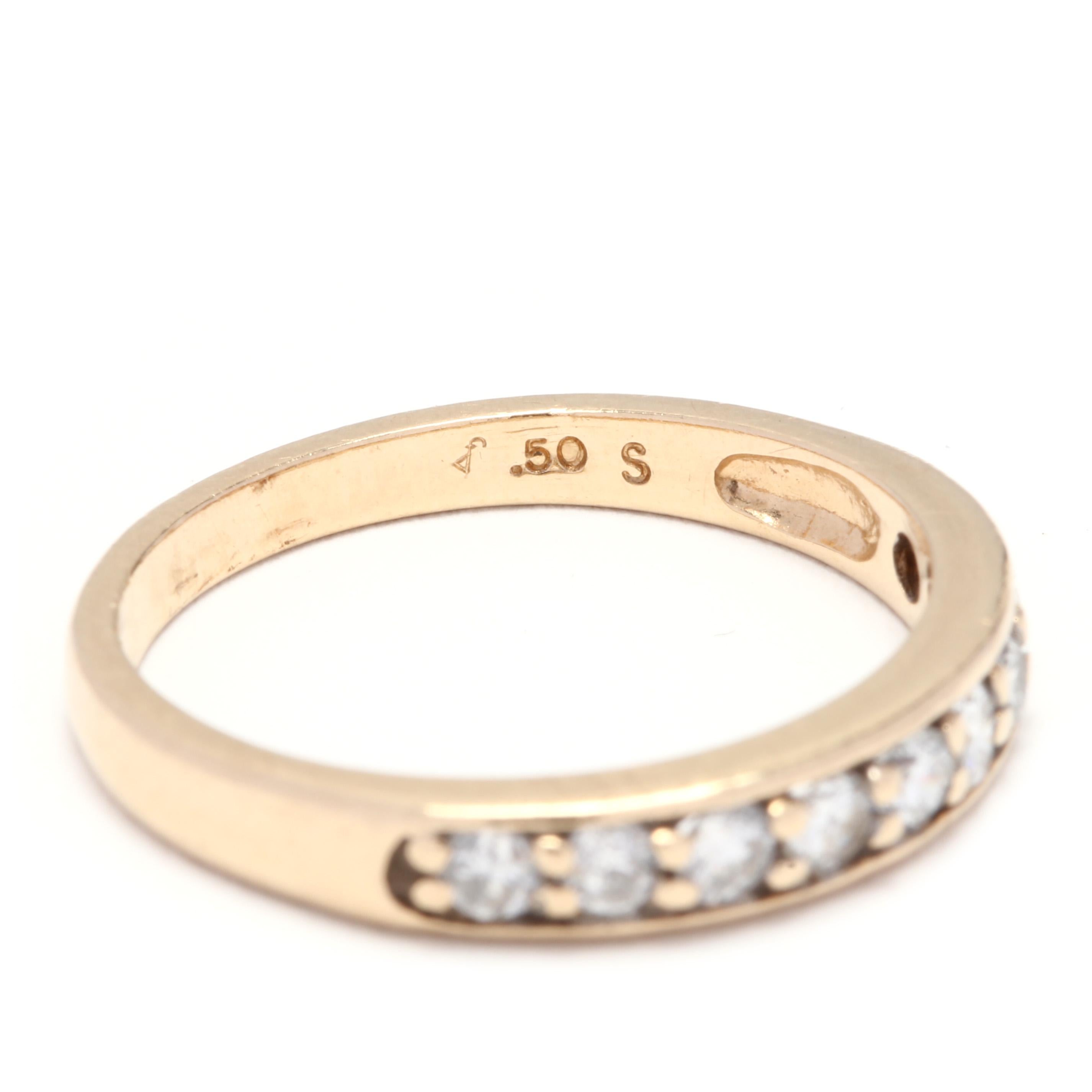 14 Karat Yellow Gold and Diamond Stackable Wedding Band Ring 1