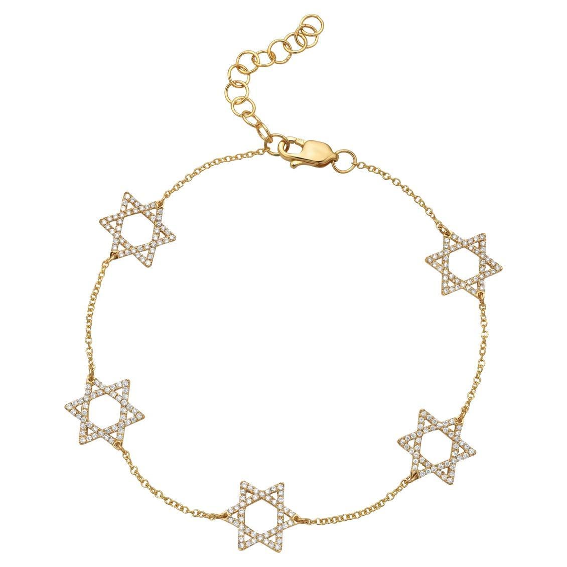 14K Yellow Gold Diamond Star Bracelet