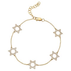 14K Yellow Gold Diamond Star Bracelet