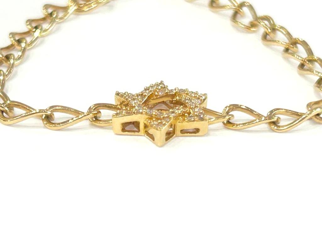 Bracciale a catena con stella di David in oro giallo 14K 0,30 carati In condizioni buone in vendita a Beverly Hills, CA