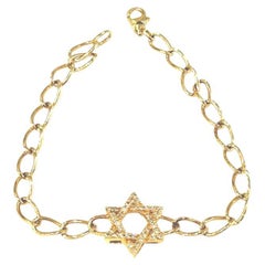 Bracciale a catena con stella di David in oro giallo 14K 0,30 carati