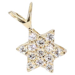 Pendentif étoile de David en or jaune 14k et diamants