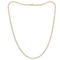 14K Yellow Gold Diamond Straight Line Tennis Necklace 11.75CTS