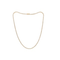 14K Yellow Gold Diamond Straight Line Tennis Necklace, 13.20 Carats 