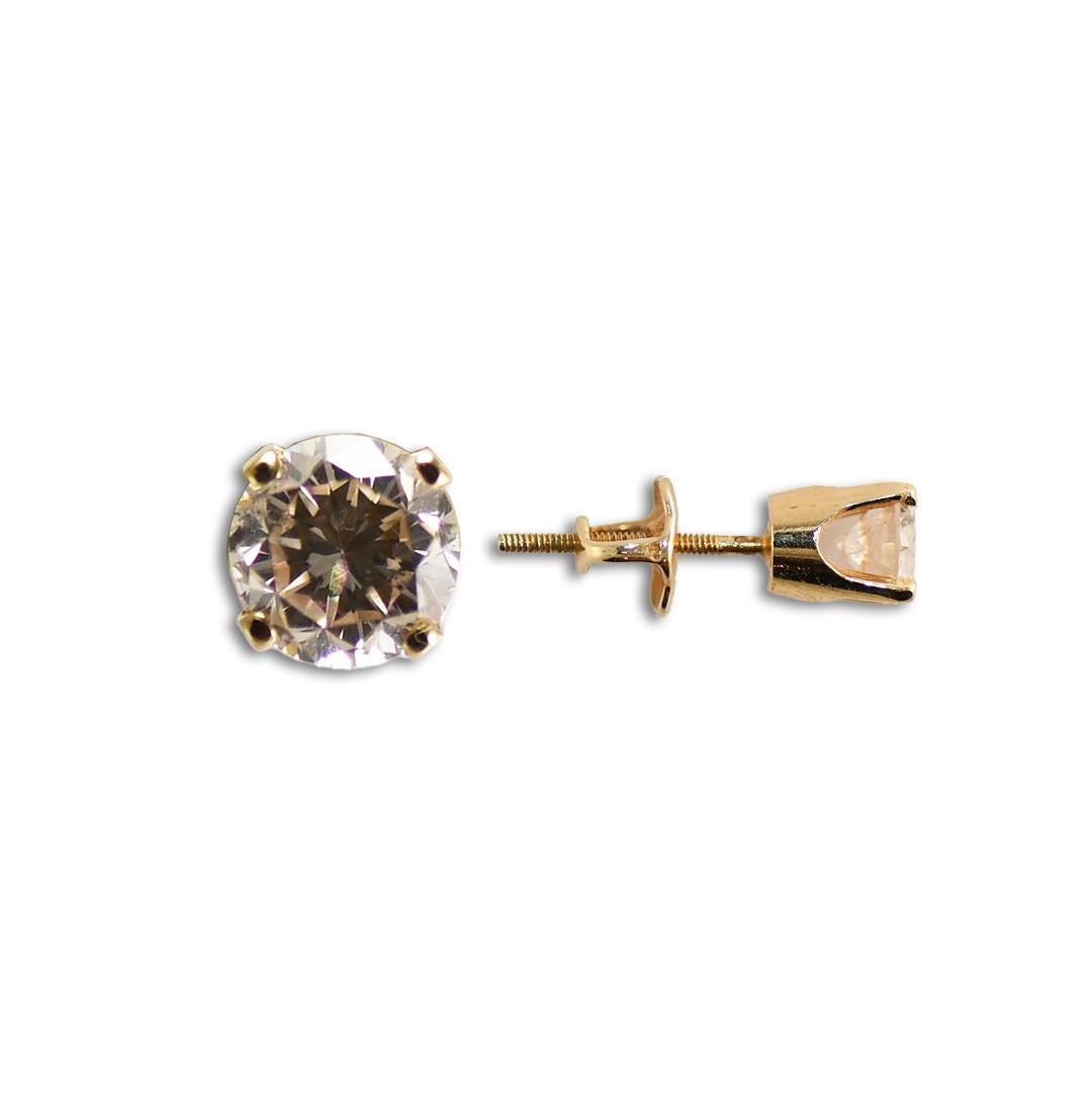14K Yellow Gold Diamond Stud Earrings 0.56ct For Sale