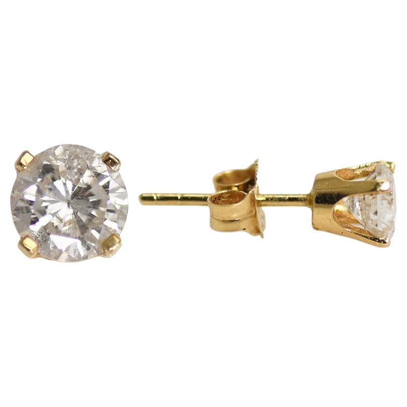 14K Yellow Gold Diamond Stud Earrings 0.60ct
