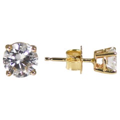 14K Yellow Gold Diamond Stud Earrings 0.88ct