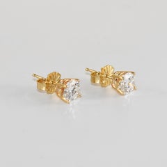 14K Yellow Gold Diamond Stud Earrings 0.97ct