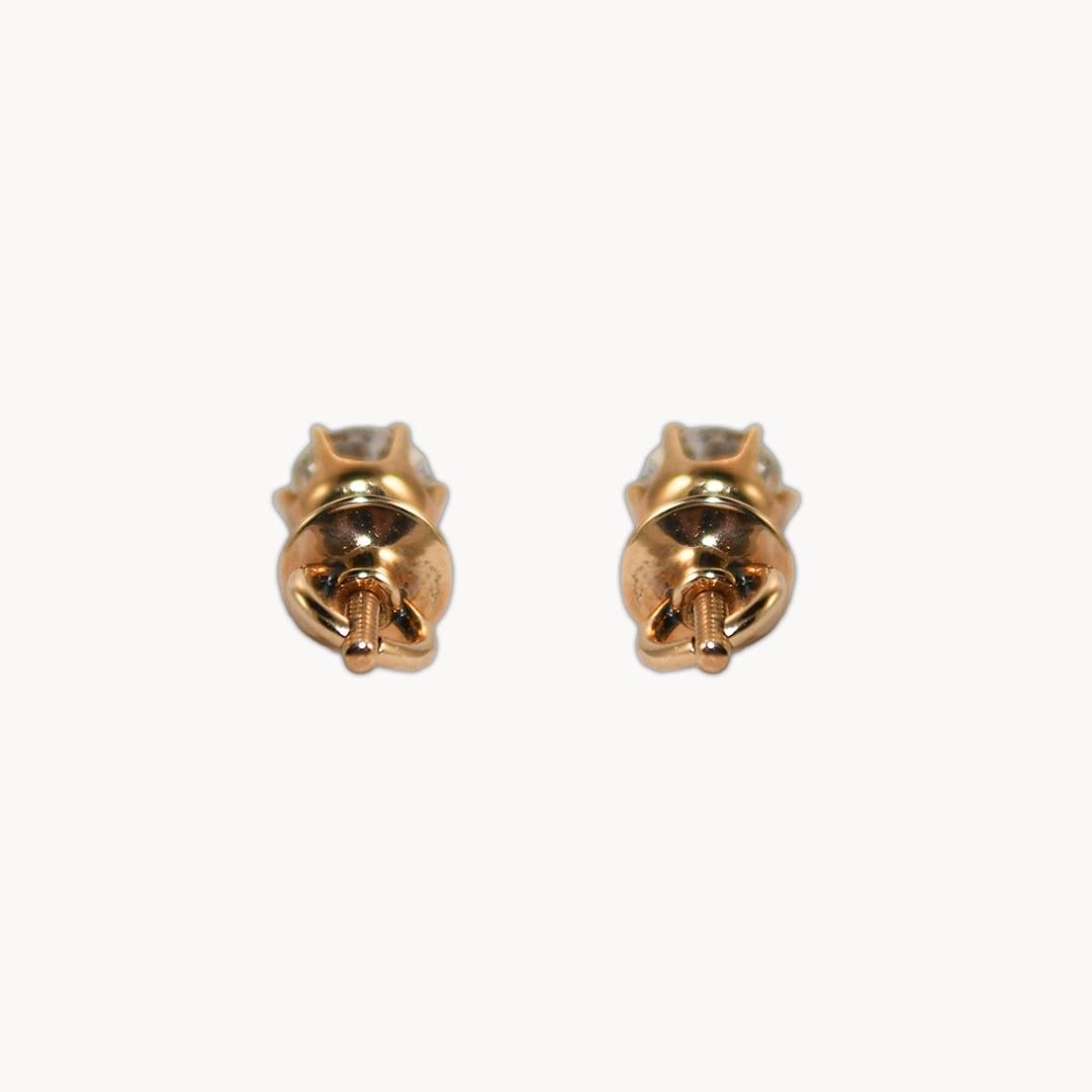 Round Cut 14K Yellow Gold Diamond Stud Earrings 1.00ct For Sale