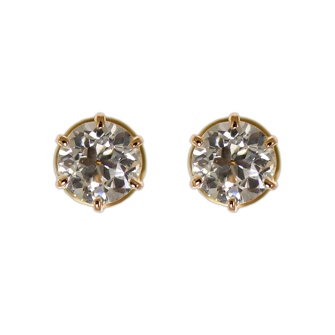 Clous d'oreilles en or jaune 14 carats avec diamants de 1,00 carat