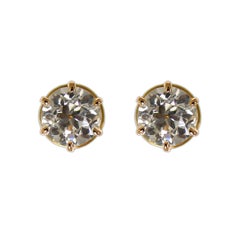 Vintage 14K Yellow Gold Diamond Stud Earrings 1.00ct