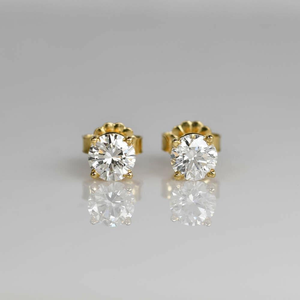 Orecchini con diamante in oro giallo 14K 1,01ct In condizioni ottime in vendita a Laguna Beach, CA