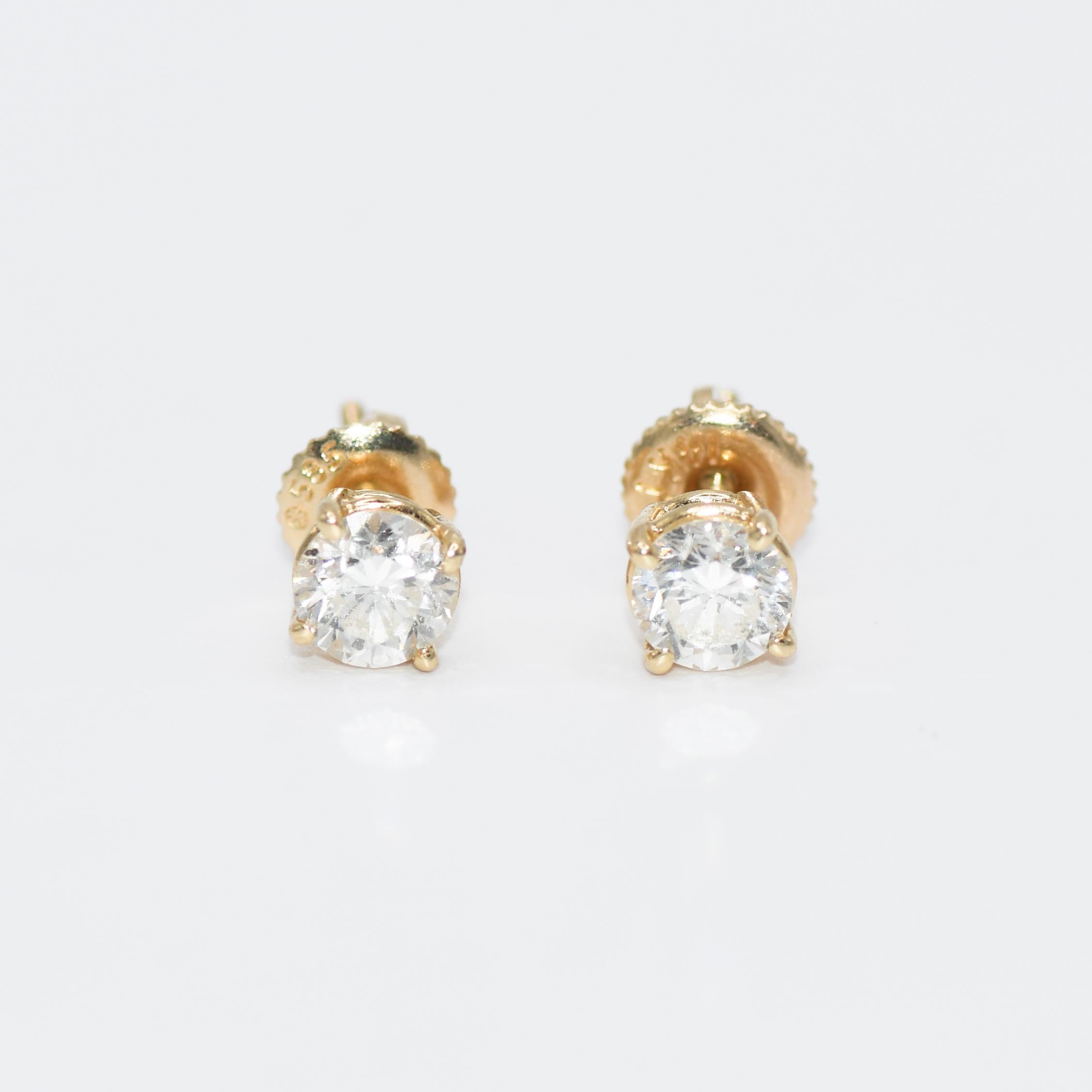 14 Karat Gelbgold Diamant-Ohrstecker, 1,08 Karatdw, 1,4 g 1