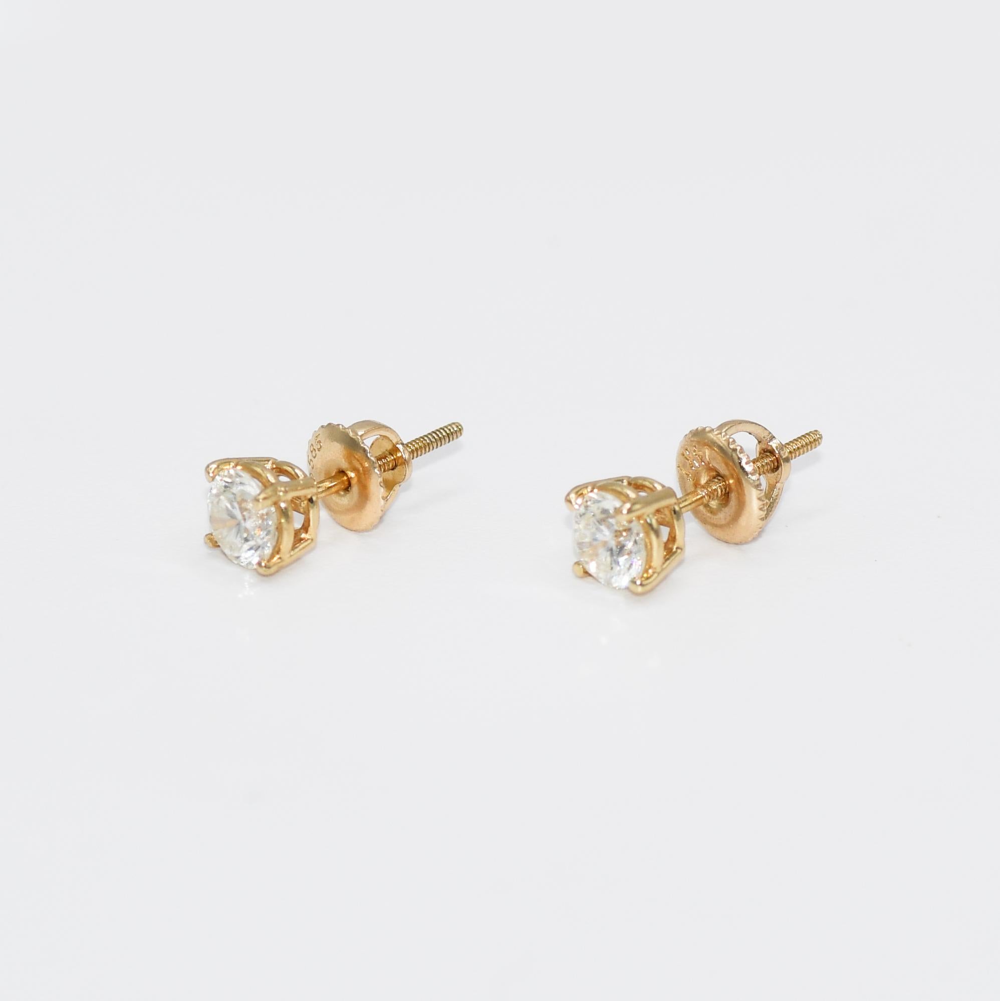 14 Karat Gelbgold Diamant-Ohrstecker, 1,08 Karatdw, 1,4 g 2