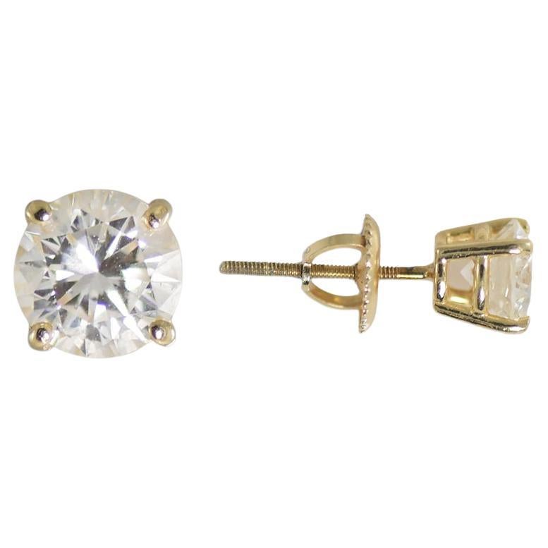 14K Gelbgold Diamant-Ohrstecker 1,50 Karat im Angebot