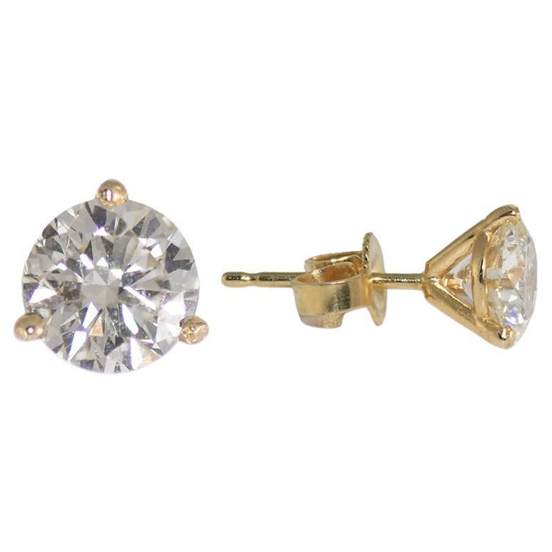 14K Yellow Gold Diamond Stud Earrings 1.58ct