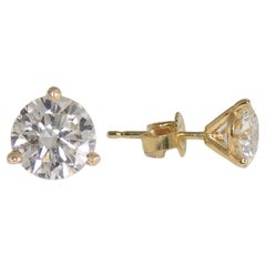 14K Yellow Gold Diamond Stud Earrings 1.58ct