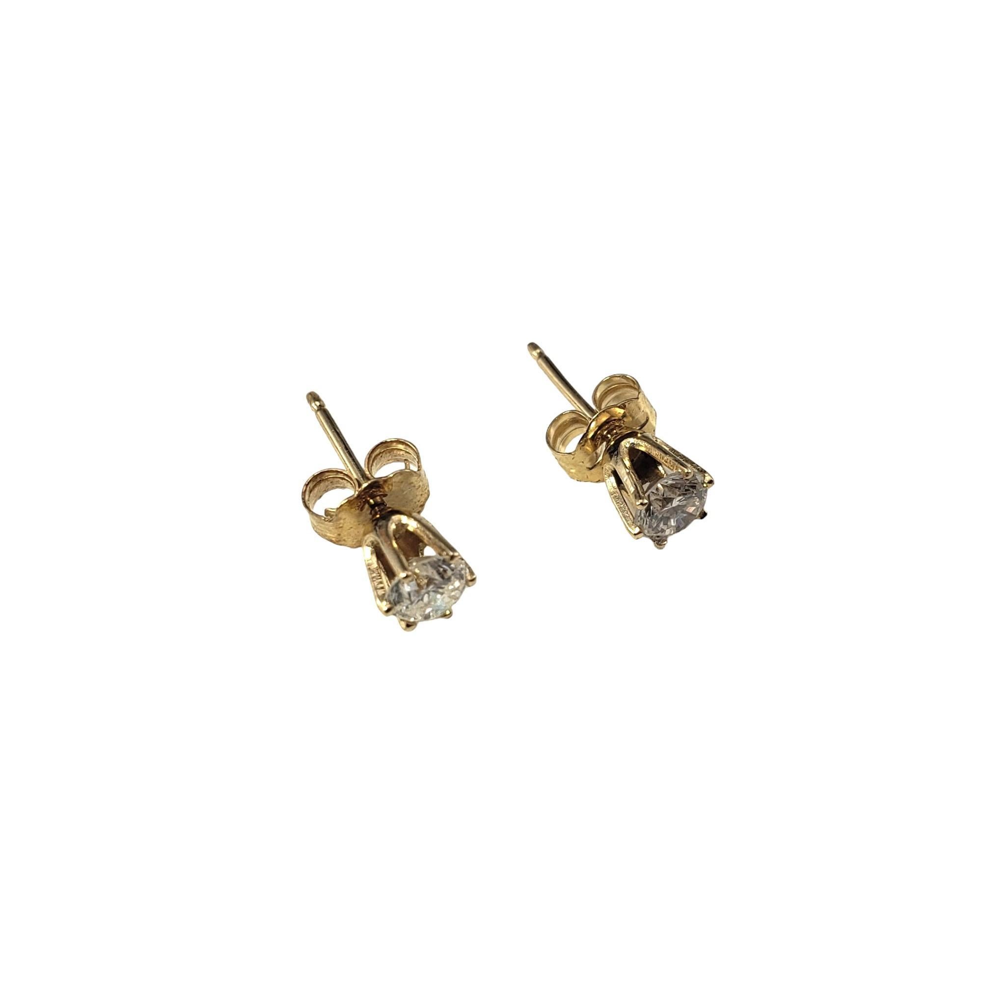 Round Cut 14K Yellow Gold Diamond Stud Earrings #16385 For Sale