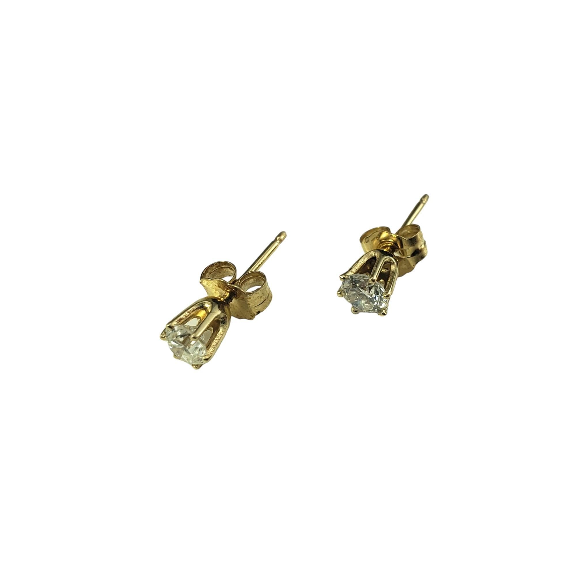 14K Yellow Gold Diamond Stud Earrings #16385 In Good Condition For Sale In Washington Depot, CT