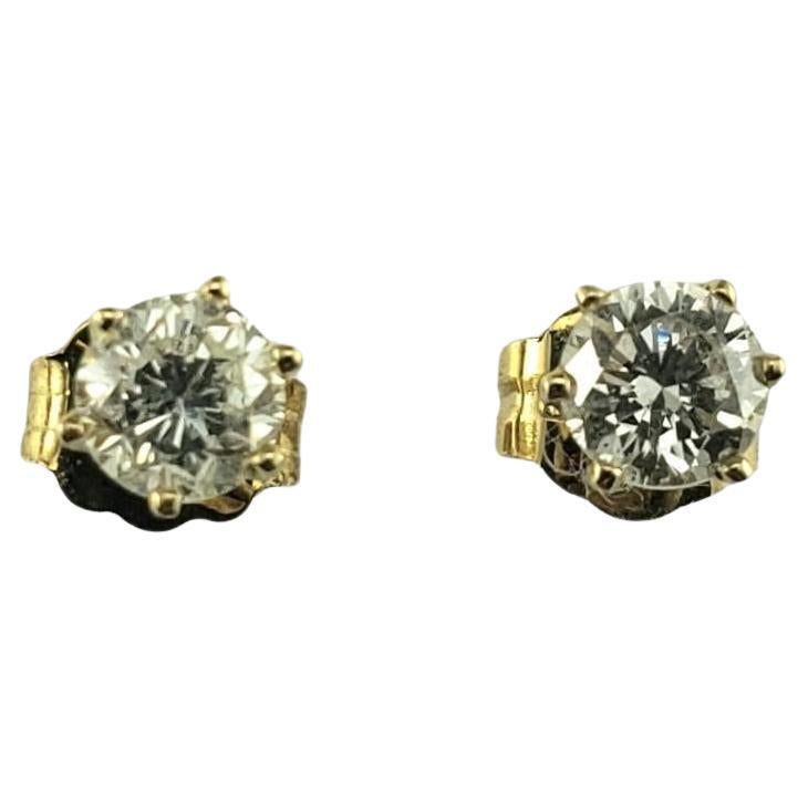 14K Yellow Gold Diamond Stud Earrings #16385 For Sale