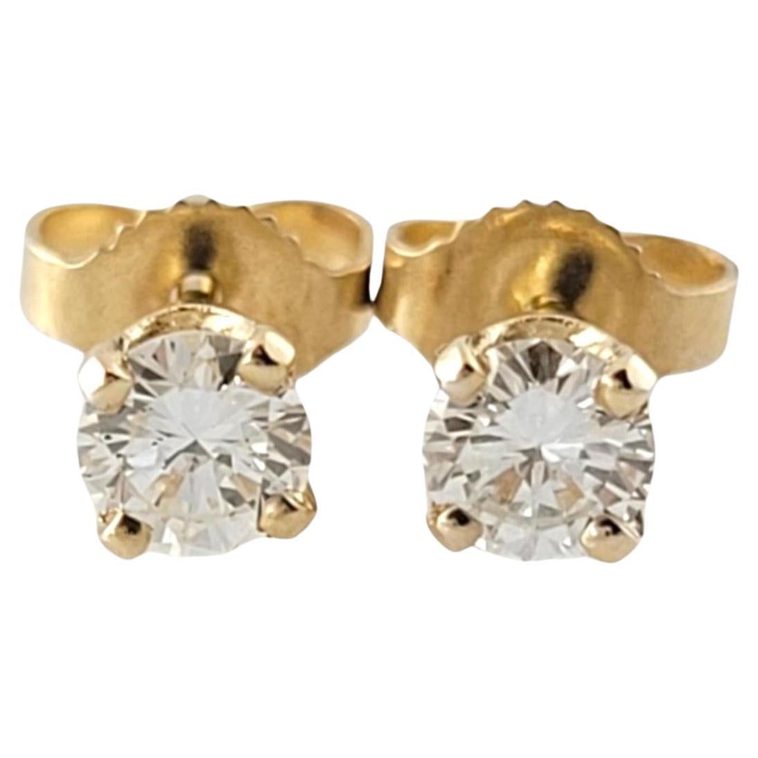 14K Yellow Gold Diamond Stud Earrings #16927