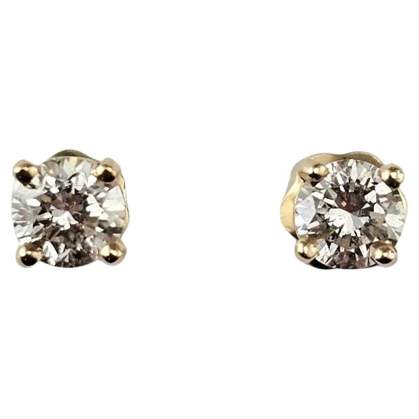 14K Yellow Gold Diamond Stud Earrings #23489