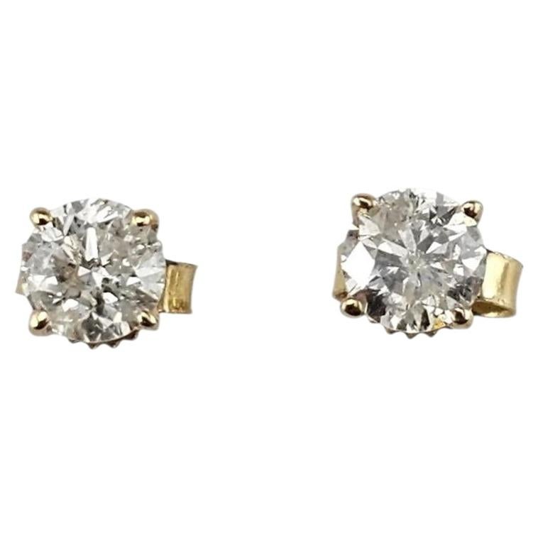 14K Yellow Gold Diamond Stud Earrings #25573