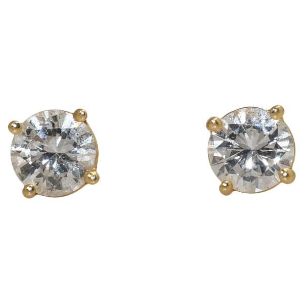 14K Yellow Gold Diamond Stud Earrings .80tdw, H-i/ i1
