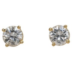 14K Yellow Gold Diamond Stud Earrings .80tdw, H-i/ i1