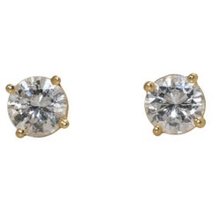 Vintage 14K Yellow Gold Diamond Stud Earrings .80tdw, H-i/ i1