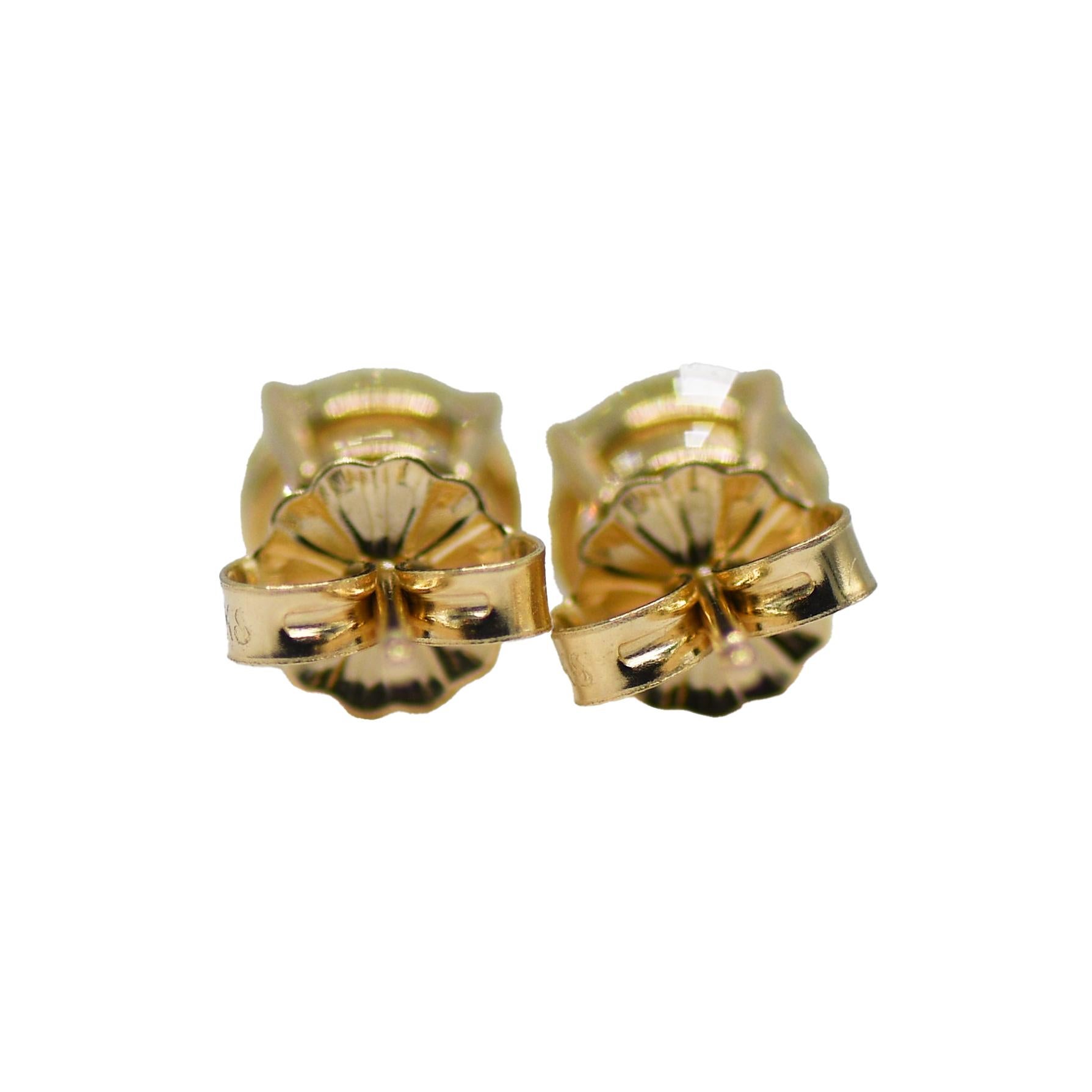 Women's or Men's 14K Yellow Gold Diamond Stud Earrings