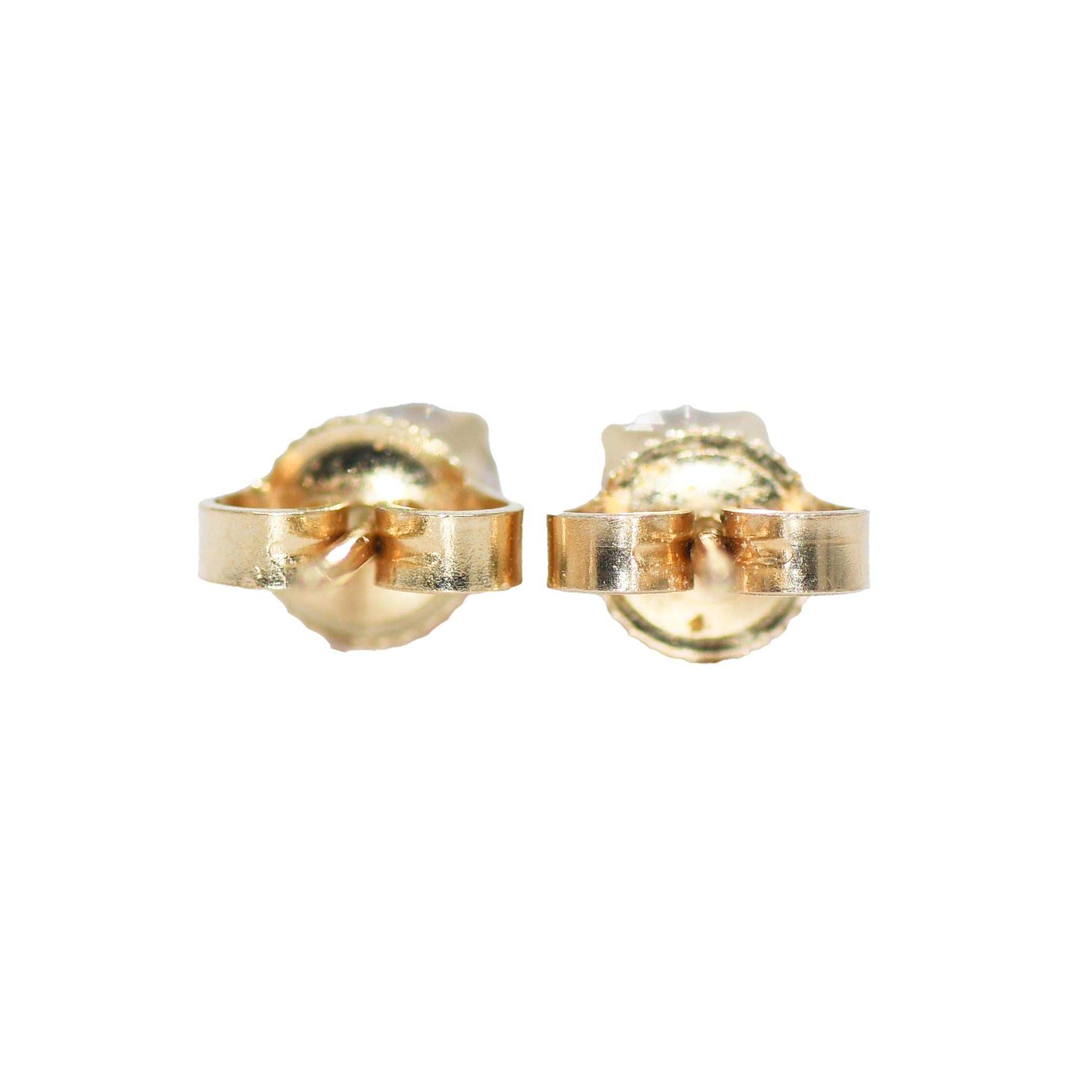 Women's or Men's 14K Yellow Gold Diamond Stud Earrings For Sale
