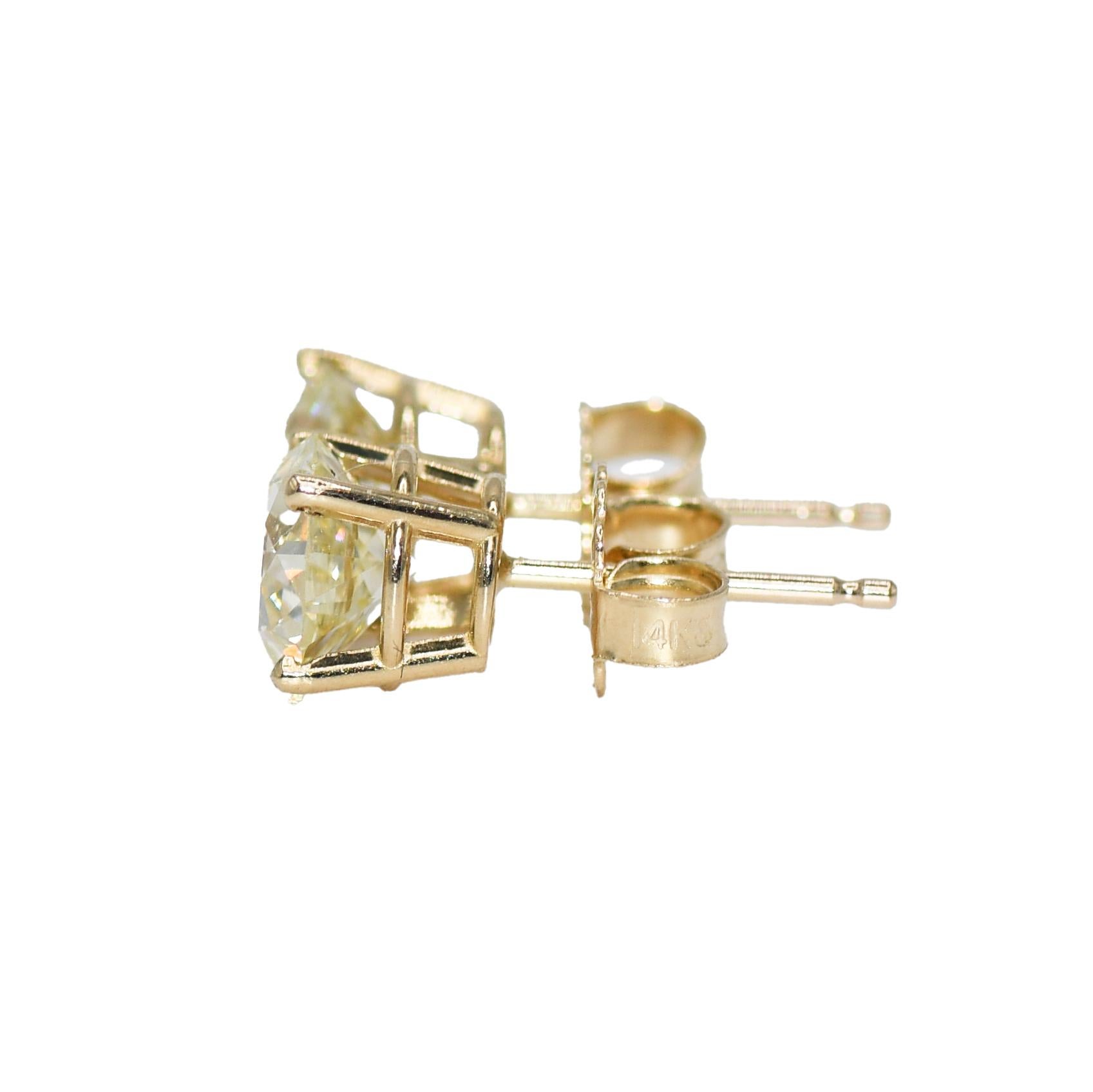 14K Yellow Gold Diamond Stud Earrings 1