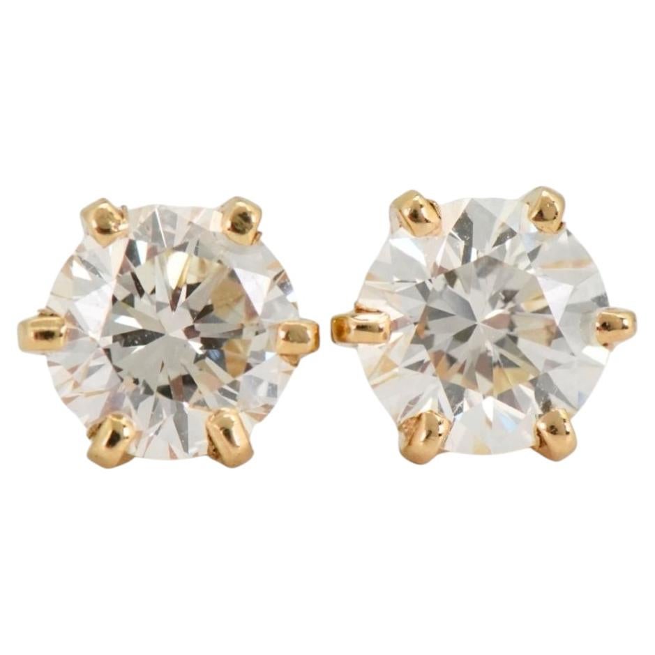 14K Yellow Gold Diamond Stud Earrings