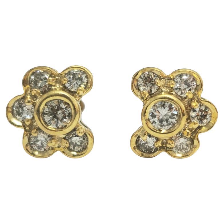 Pendientes de oro amarillo de 14k con diamantes