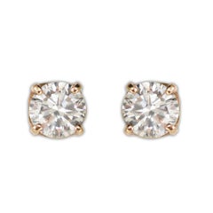 14K Yellow Gold Diamond Stud Earrings with La Pousette Backings 1.20 ct