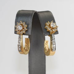 14K Gelbgold Diamant-Ohrstecker & Halbschlaufe-Ohrstecker, 8gr