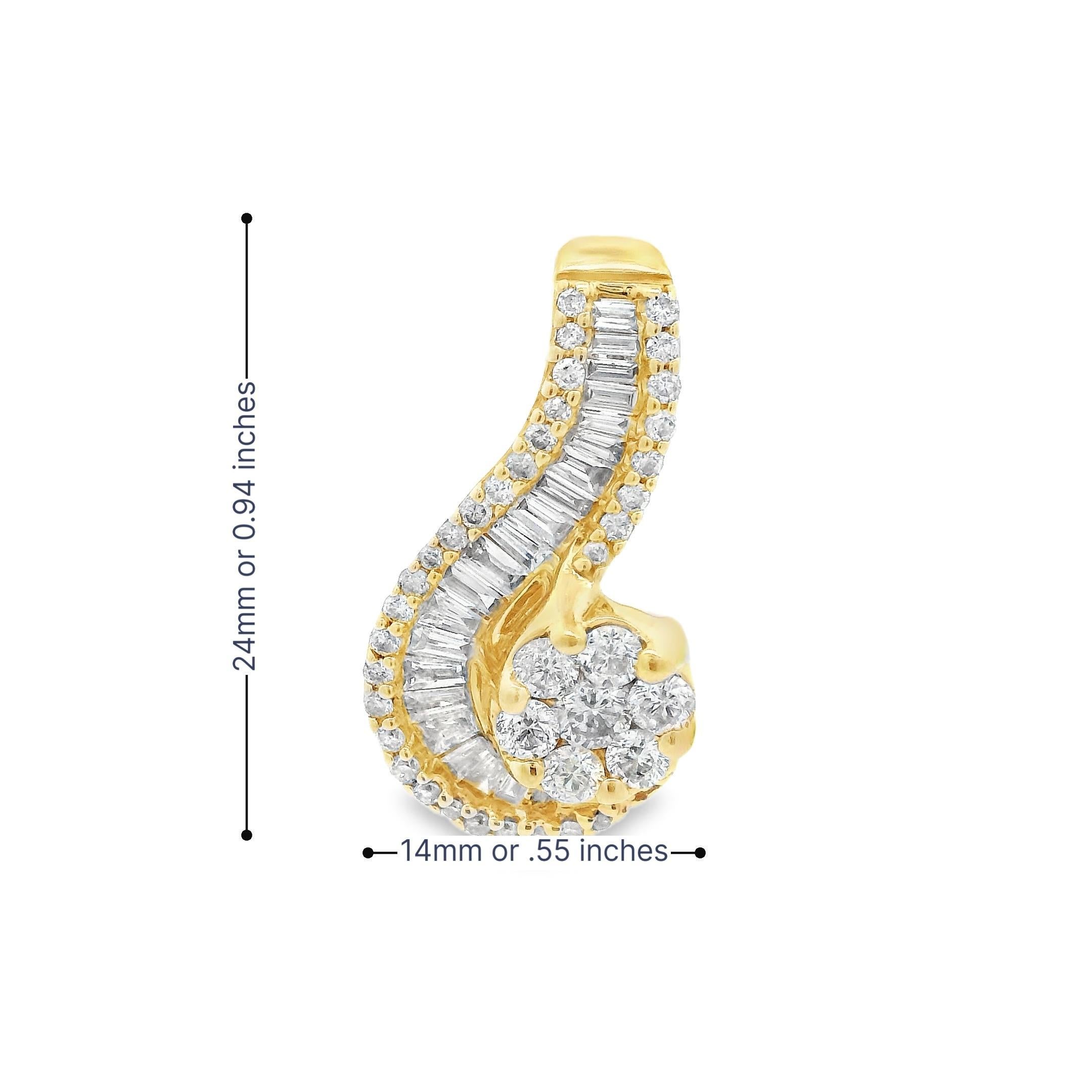 Pendentif tourbillon en or jaune 14k avec diamants Pour femmes en vente