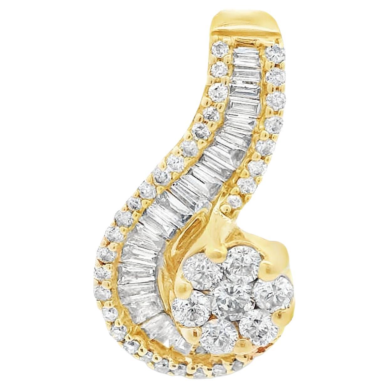 Pendentif tourbillon en or jaune 14k avec diamants