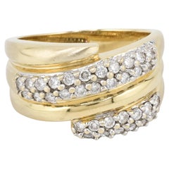Anello con vortice di diamanti in oro giallo 14K 0,68 carati 10,85 grammi certificato IGI Taglia 9