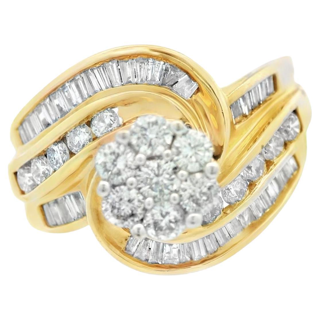 14k Yellow Gold Diamond Swirl Ring