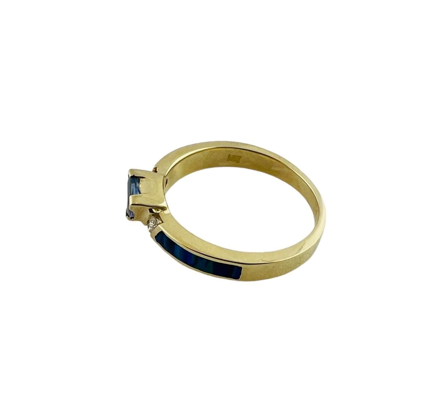 14K Yellow Gold Diamond, Tanzanite & Black Opal Inlay Ring Size 7 #16486 2