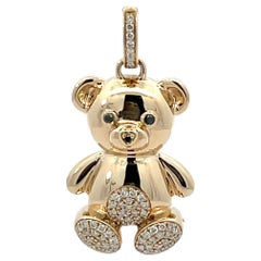 Ciondolo a forma di orsetto con diamante in oro giallo 14K