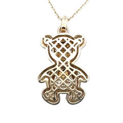 14K Yellow Gold Diamond Teddy Bear Pendant Necklace