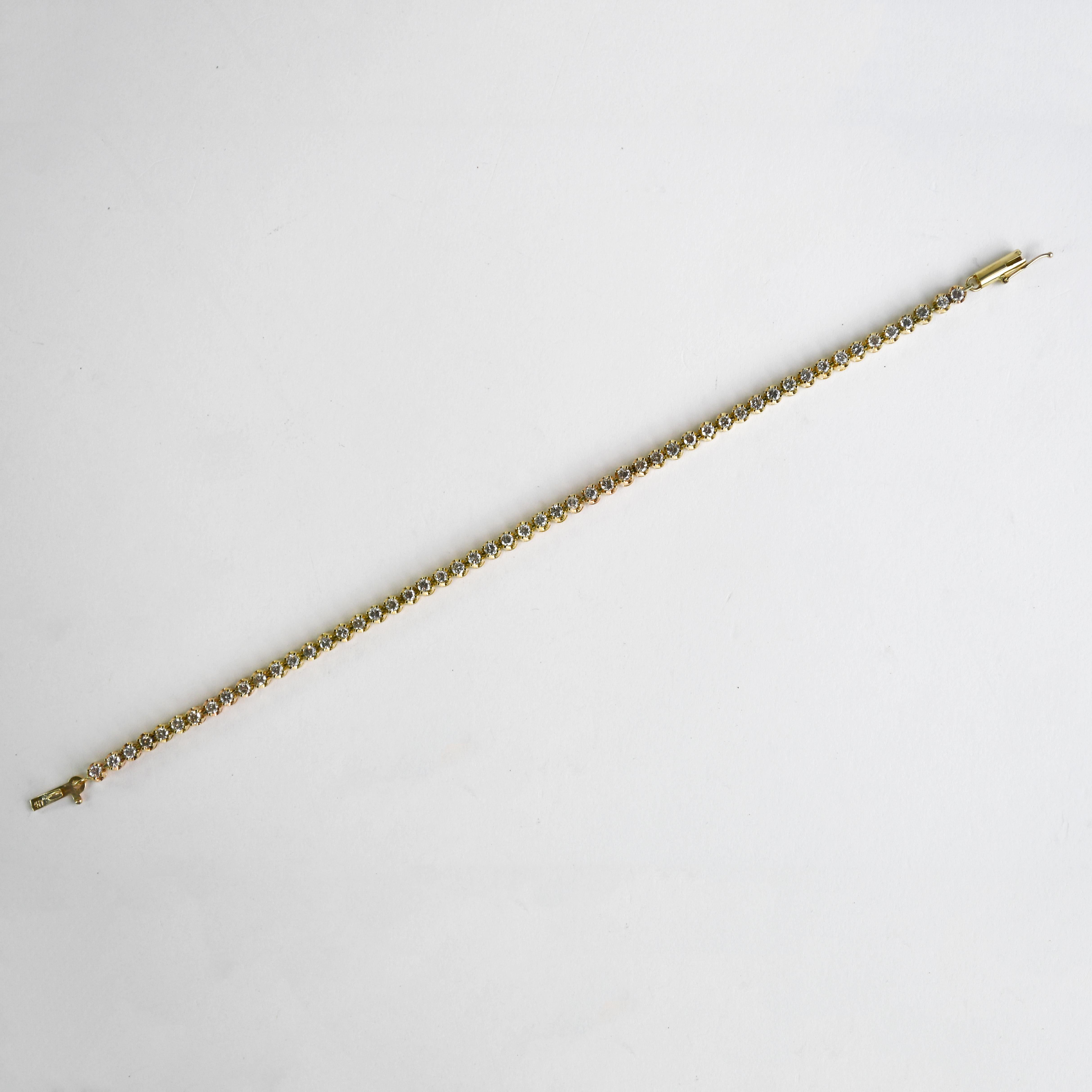 14K Gelbgold Diamant-Tennisarmband 1,50 Karat im Zustand „Hervorragend“ in Laguna Beach, CA