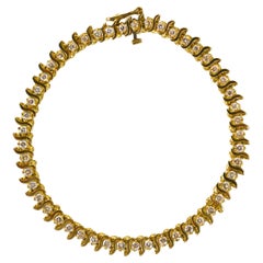 14K Yellow Gold Diamond Tennis Bracelet 1.50ct