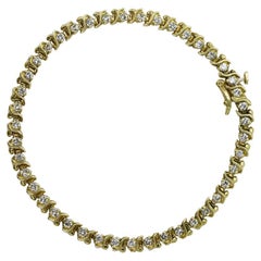 Bracelet tennis en or jaune 14 carats avec diamants, 1,50TDW, 11,5gr