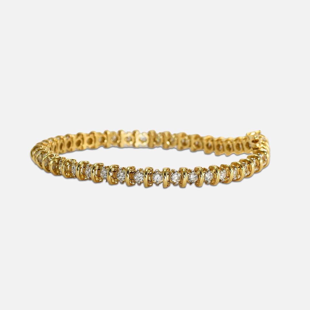 14 Karat Gelbgold Diamant-Tennisarmband 2,50 Karat im Zustand „Hervorragend“ in Laguna Beach, CA