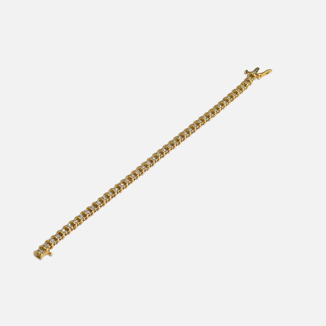 14 Karat Gelbgold Diamant-Tennisarmband 2,50 Karat für Damen oder Herren